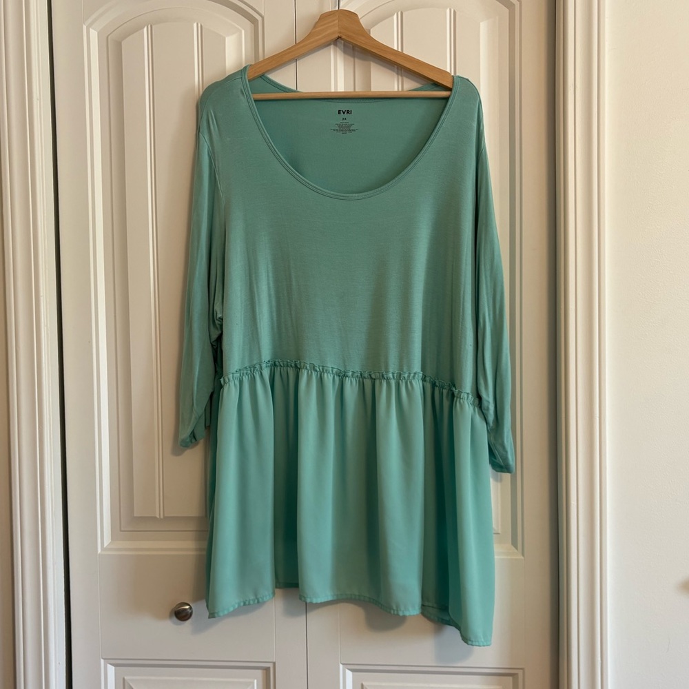 Evri mint green plus size baby doll shirt